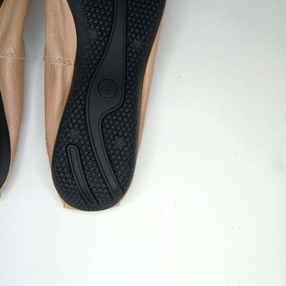 NWOT Pink Cream Ballerina Flats Bow Comfy Size 7.5 US 39 EU - Picture 3 of 6